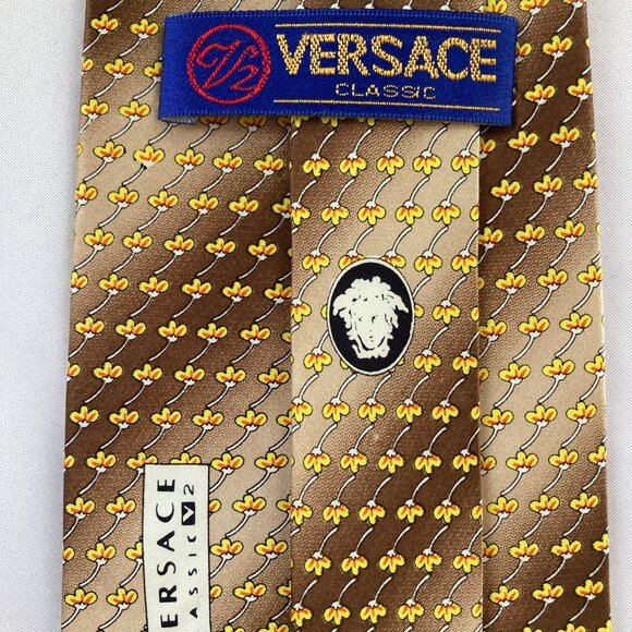 Versace Classic V2 Silk Gold Necktie Tie - LIKE NEW - Picture 5 of 5